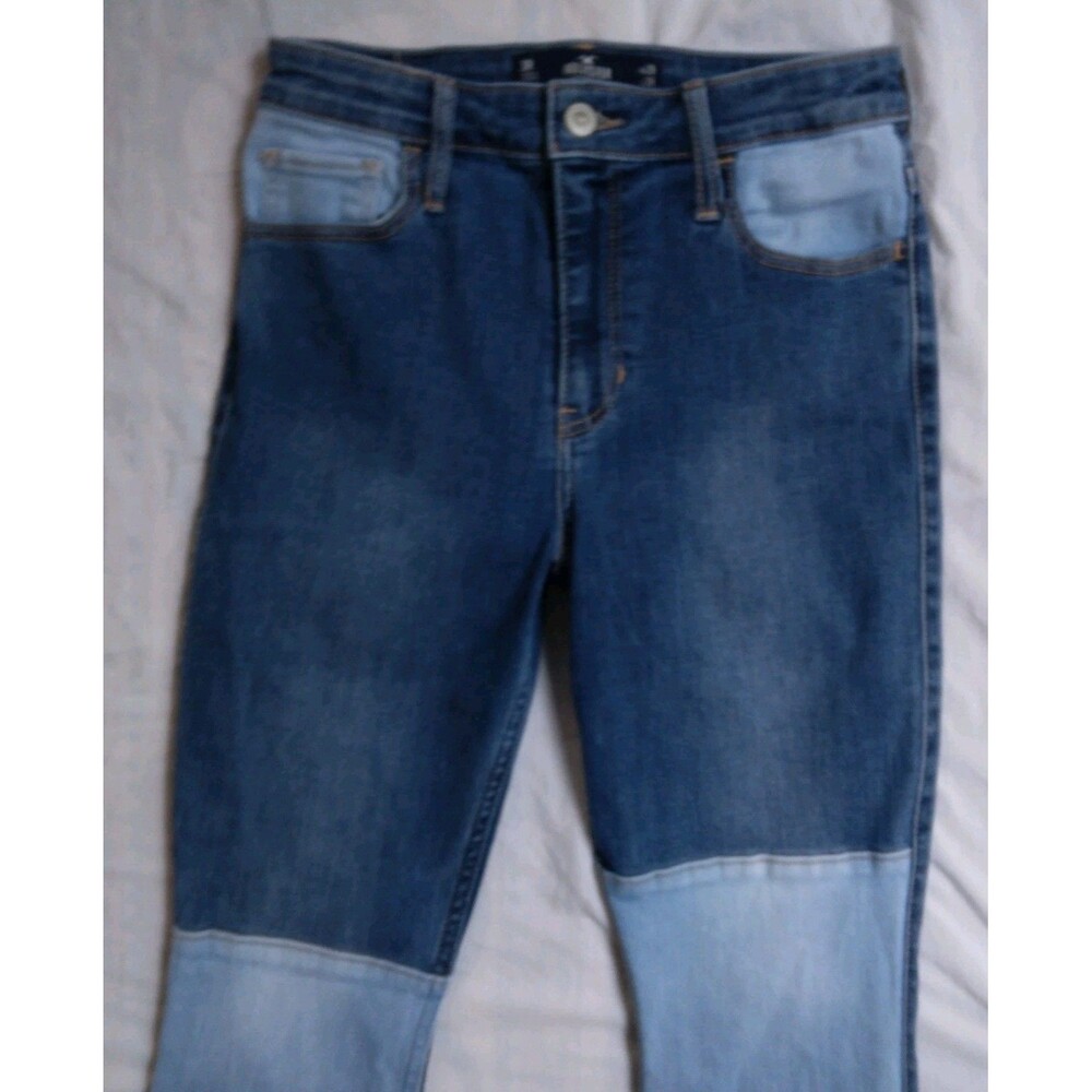 Hollister High Rise Vintage Flare Blue Jeans Patchwork Hippie Festival Women's 3 - Picture 2 of 13